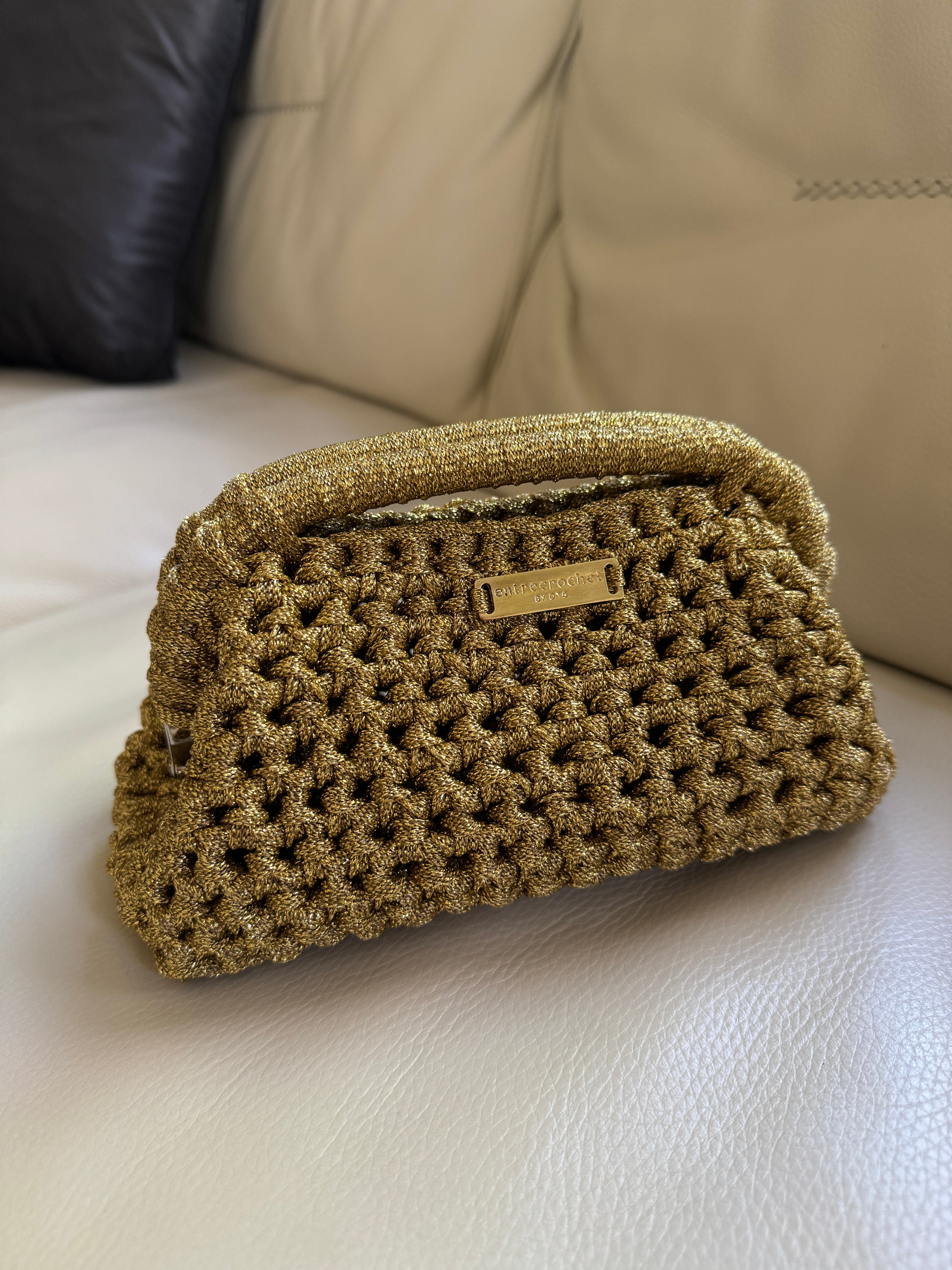 Raffia Metallic Clutch