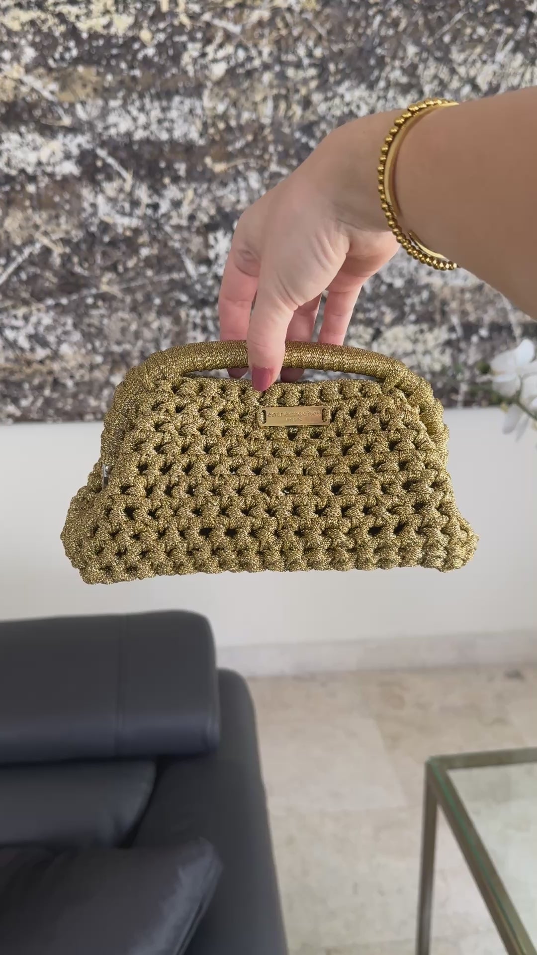 Raffia Metallic Clutch